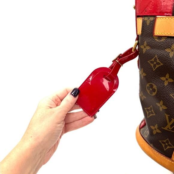 LV Crocodile Red Neo Bucket. Monogram Buclet shoulder bag/great woven detail - Picture 6 of 11